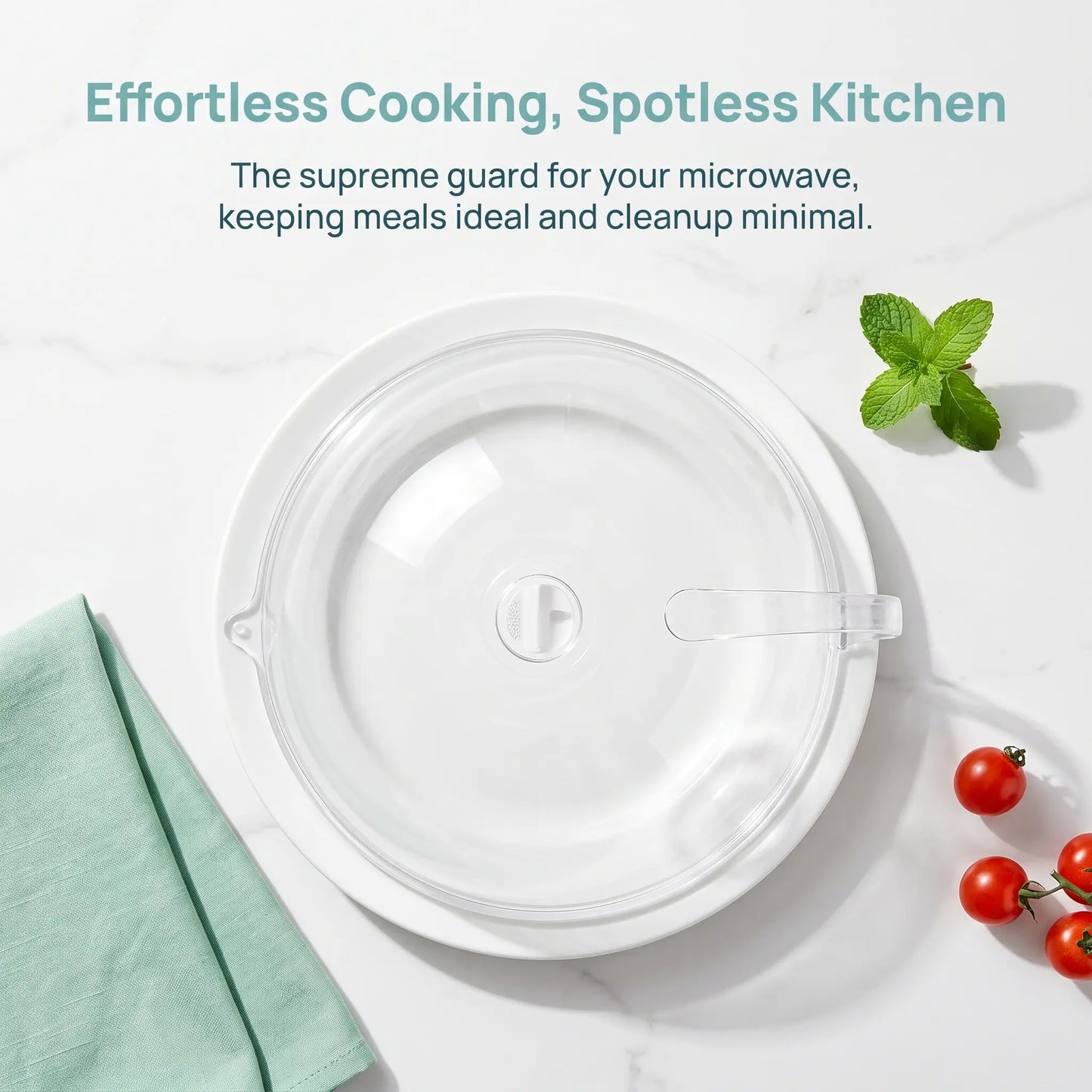 【Summer Sale Deals】Transparent Microwave Splatter Cover with Steam Vent & Handle, 31Cm Dustproof Clear Food Plate Cover for Kitchen Heating