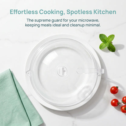 【Summer Sale Deals】Transparent Microwave Splatter Cover with Steam Vent & Handle, 31Cm Dustproof Clear Food Plate Cover for Kitchen Heating