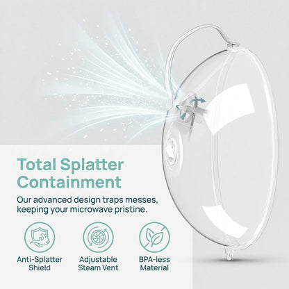 【Summer Sale Deals】Transparent Microwave Splatter Cover with Steam Vent & Handle, 31Cm Dustproof Clear Food Plate Cover for Kitchen Heating