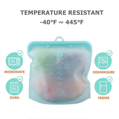 Silicone Reusable Food Bag 1500Ml 1000Ml 500Ml Leakproof Containers Reusable Fresh Bag Food Storage Bag Freezer Bag Snack