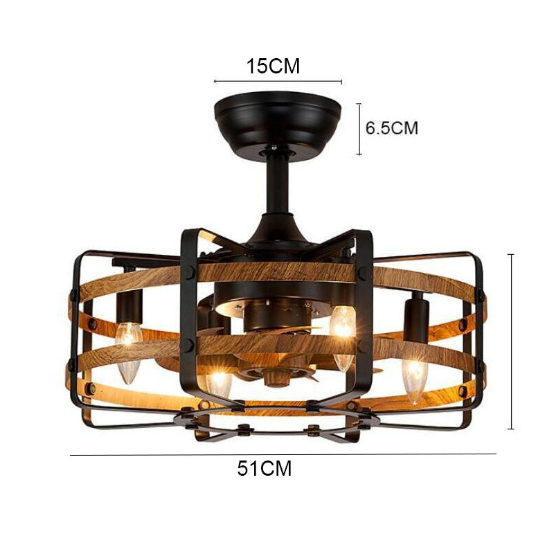 New Retro Remote Control Ceiling Fans with Light Bedroom Lamp