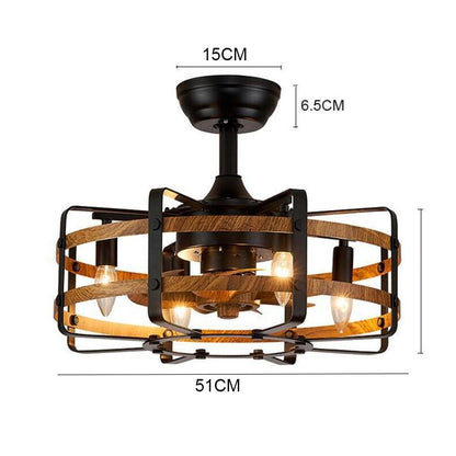 New Retro Remote Control Ceiling Fans with Light Bedroom Lamp