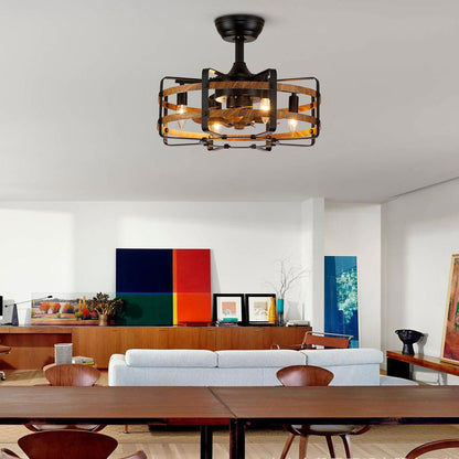 New Retro Remote Control Ceiling Fans with Light Bedroom Lamp