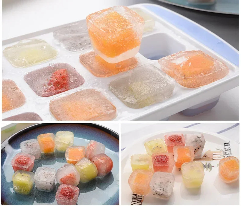 21-Cell Silicone Ice Cube Mold Heart Shape Ice Tray Household Frozen Ice Mold Plastic Ice Box with Lid Kitchen Bar Accessories