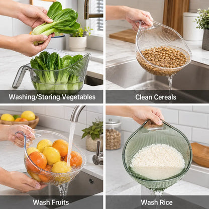 Elevate Your Kitchen with the Aesthetic Multifunctional Rice Strainer – Sturdy, BPA-Free Colander for Effortless Draining of Rice, Vegetables, and More!