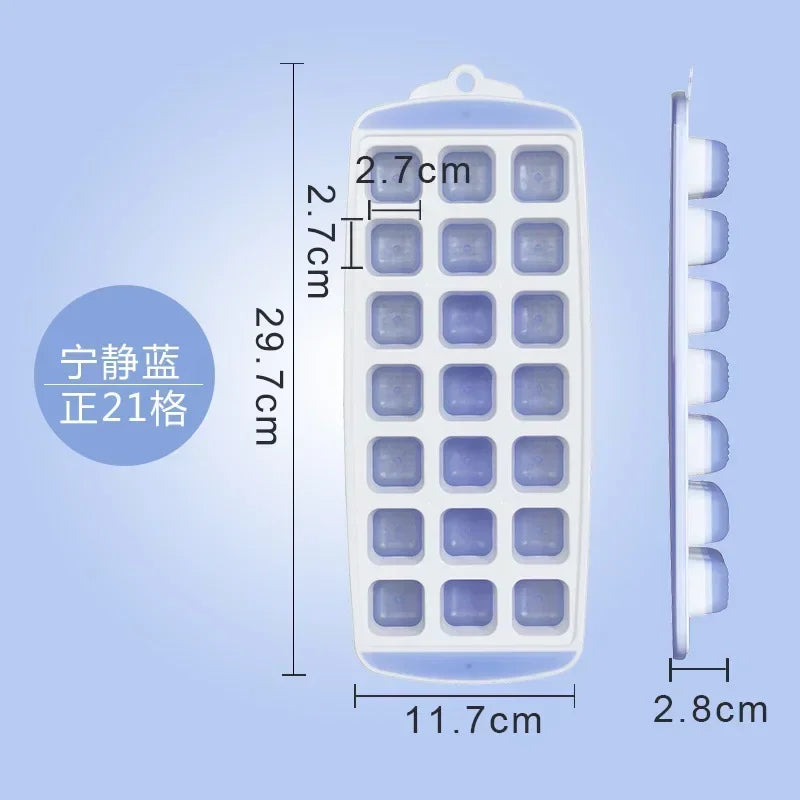 21-Cell Silicone Ice Cube Mold Heart Shape Ice Tray Household Frozen Ice Mold Plastic Ice Box with Lid Kitchen Bar Accessories