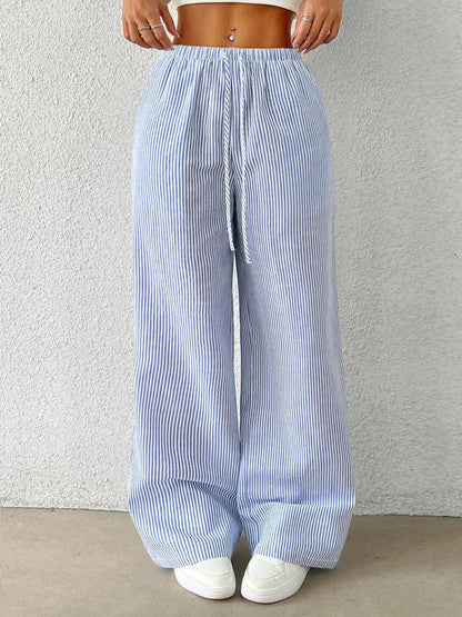 Women'S Leopard Print Tie Front Pocket Wide Leg Pants, Casual Comfy Straight Leg Trousers for Daily Wear, Ladies Bottoms for All Seasons, Womenswear