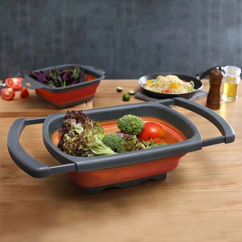 Foldable Colander Drain Folding Baskets Collapsible Kitchen Strainer Noodles Fruit Vegetable Washing Strainers Bowls