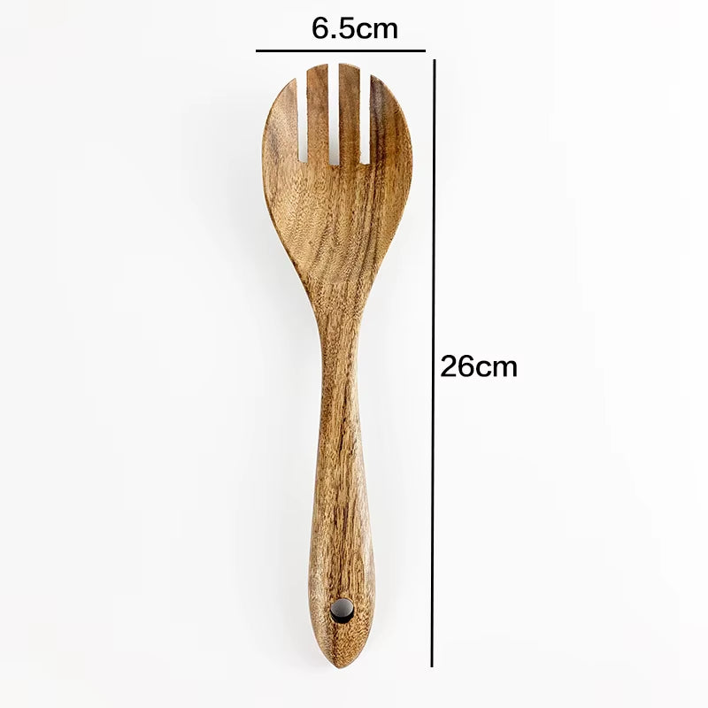 Thailand Teak Natural Wood Tableware Spoon Ladle Turner Long Rice Colander Soup Skimmer Cooking Spoons Scoop Kitchen Tool Set