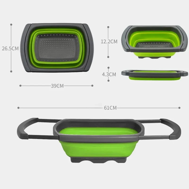 Foldable Colander Drain Folding Baskets Collapsible Kitchen Strainer Noodles Fruit Vegetable Washing Strainers Bowls