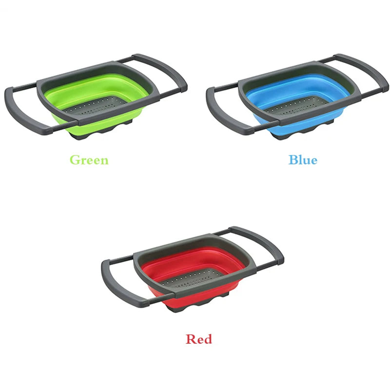 Foldable Colander Drain Folding Baskets Collapsible Kitchen Strainer Noodles Fruit Vegetable Washing Strainers Bowls