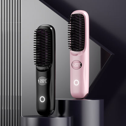 USB Rechargeable Ceramic Hair Straightener Comb