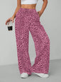 Women'S Leopard Print Tie Front Pocket Wide Leg Pants, Casual Comfy Straight Leg Trousers for Daily Wear, Ladies Bottoms for All Seasons, Womenswear
