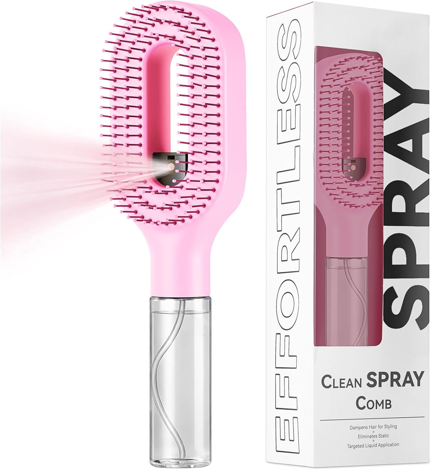Hairbrush Mister - Hair Mist Sprayer Brush, 2 in 1 Portable Hair Brush with Water Spray for Detangling and Styling