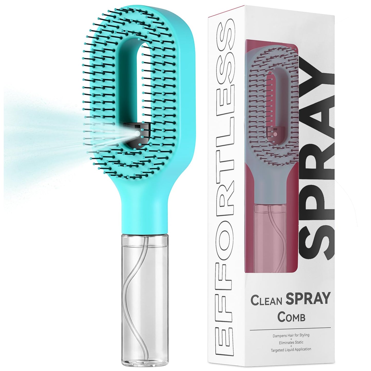 Hairbrush Mister - Hair Mist Sprayer Brush, 2 in 1 Portable Hair Brush with Water Spray for Detangling and Styling