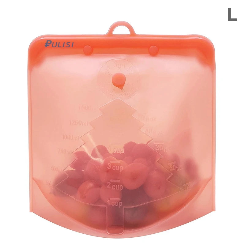 Silicone Reusable Food Bag 1500Ml 1000Ml 500Ml Leakproof Containers Reusable Fresh Bag Food Storage Bag Freezer Bag Snack