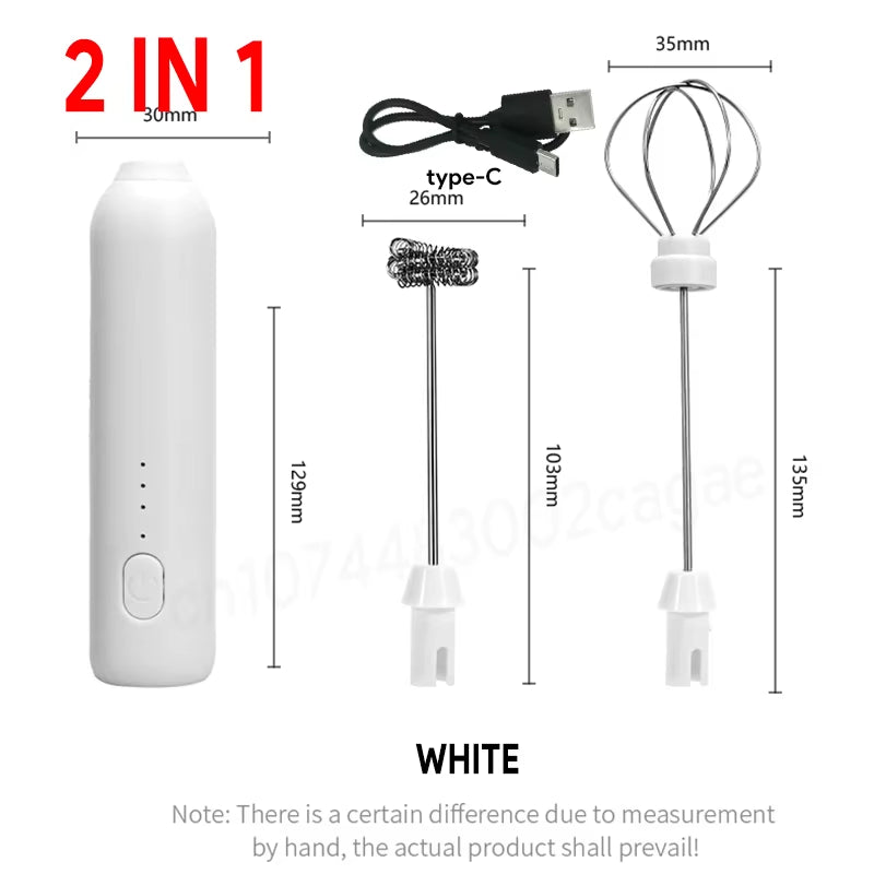 MINI Milk Frother USB Rechargeable 3 Speeds Foam Maker Coffee Whisk Mixer Electric Handle Blender Egg Beater Hot Cooking Tools
