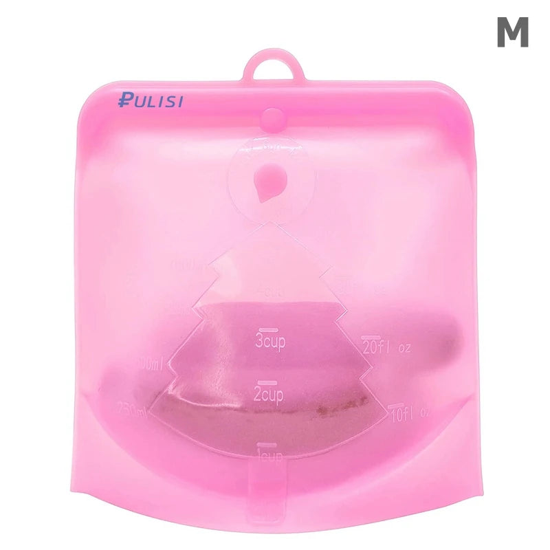 Silicone Reusable Food Bag 1500Ml 1000Ml 500Ml Leakproof Containers Reusable Fresh Bag Food Storage Bag Freezer Bag Snack