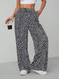 Women'S Leopard Print Tie Front Pocket Wide Leg Pants, Casual Comfy Straight Leg Trousers for Daily Wear, Ladies Bottoms for All Seasons, Womenswear