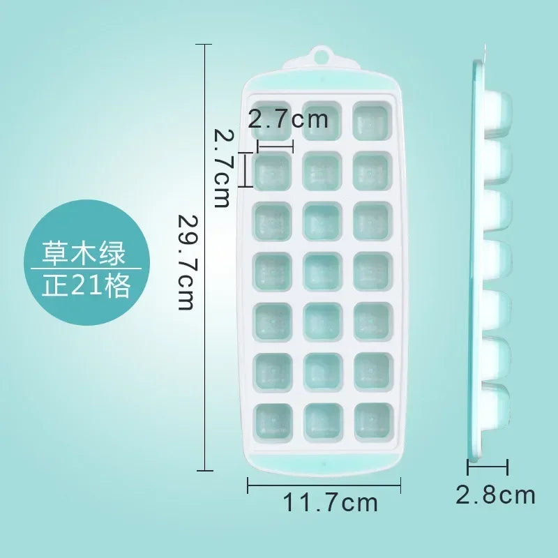 21-Cell Silicone Ice Cube Mold Heart Shape Ice Tray Household Frozen Ice Mold Plastic Ice Box with Lid Kitchen Bar Accessories