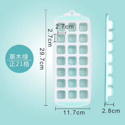 21-Cell Silicone Ice Cube Mold Heart Shape Ice Tray Household Frozen Ice Mold Plastic Ice Box with Lid Kitchen Bar Accessories