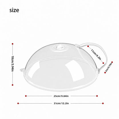 【Summer Sale Deals】Transparent Microwave Splatter Cover with Steam Vent & Handle, 31Cm Dustproof Clear Food Plate Cover for Kitchen Heating