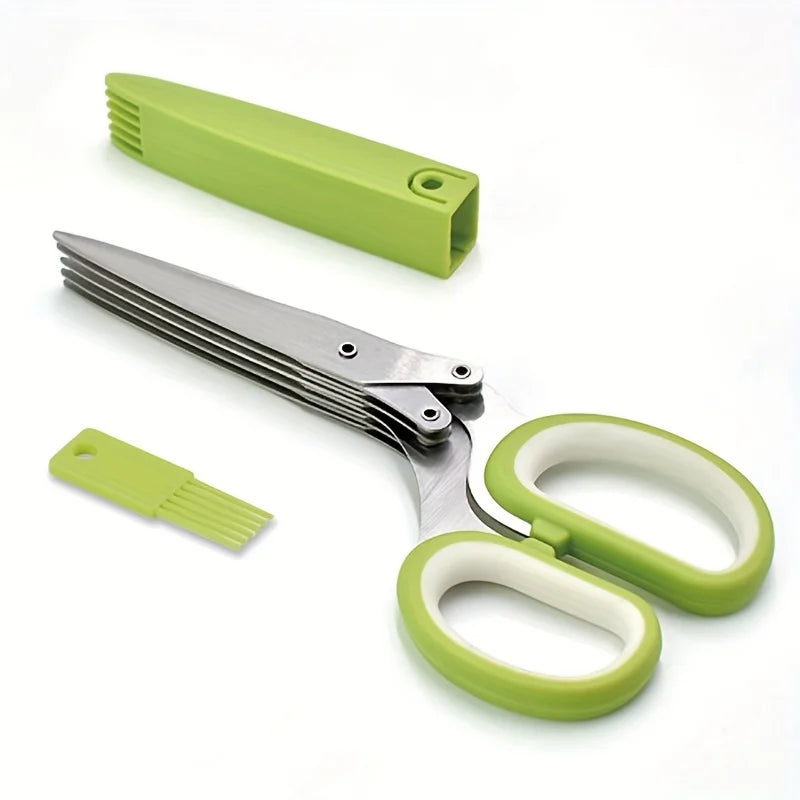 3-Piece Set Stainless Steel Five-Layer Scallion Chopper Paper Cutter Kitchen Vegetable Nori Seafood Food Cutter