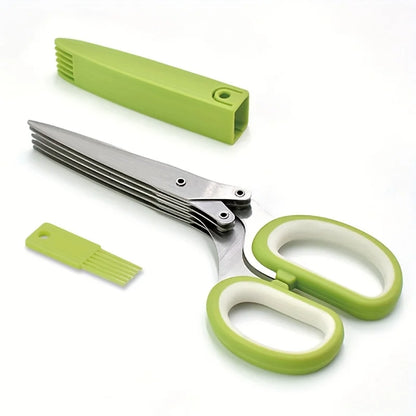 3-Piece Set Stainless Steel Five-Layer Scallion Chopper Paper Cutter Kitchen Vegetable Nori Seafood Food Cutter
