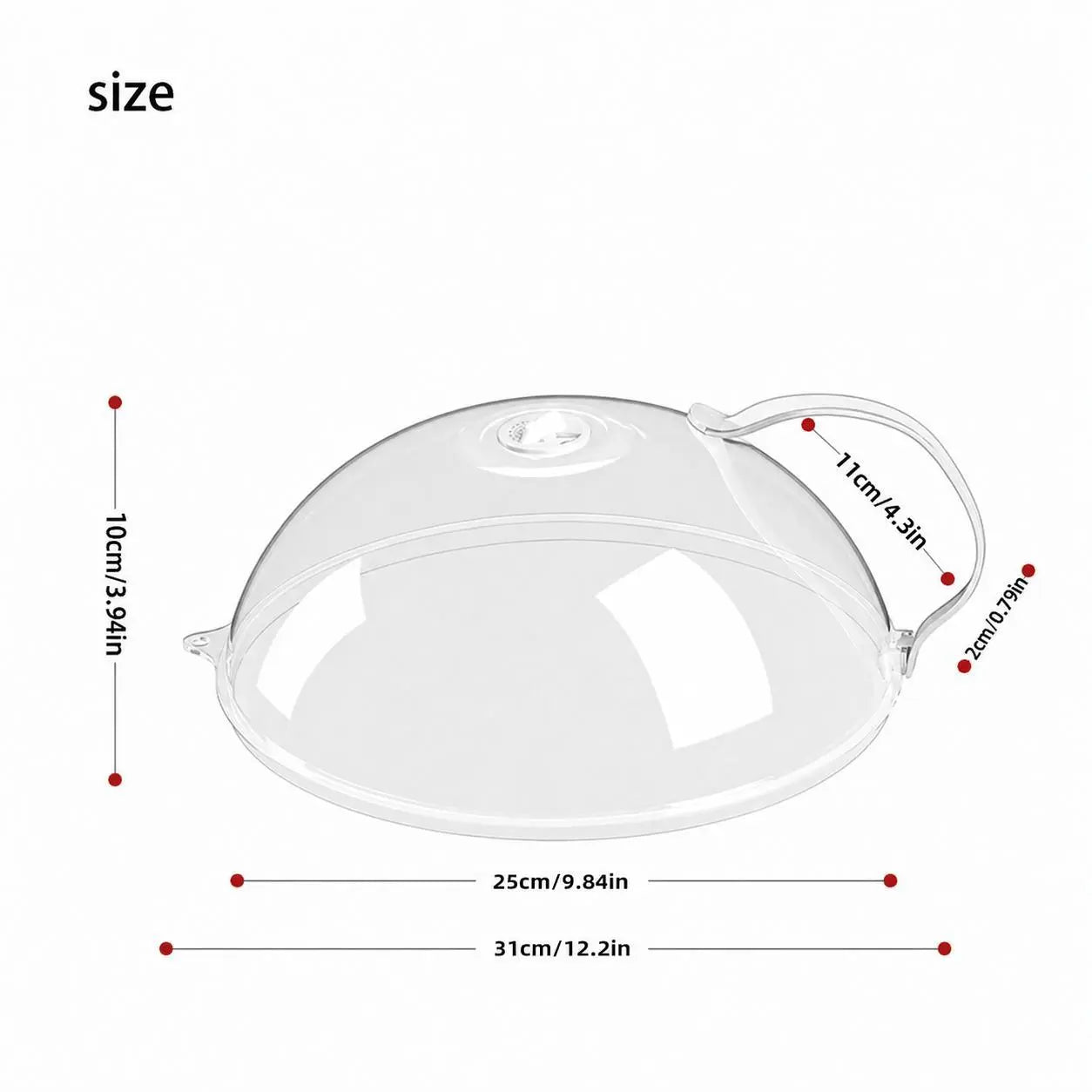 【Summer Sale Deals】Transparent Microwave Splatter Cover with Steam Vent & Handle, 31Cm Dustproof Clear Food Plate Cover for Kitchen Heating