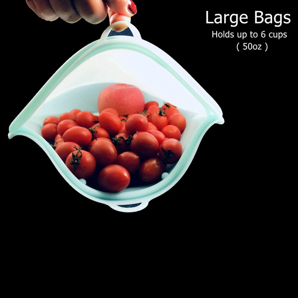 Silicone Reusable Food Bag 1500Ml 1000Ml 500Ml Leakproof Containers Reusable Fresh Bag Food Storage Bag Freezer Bag Snack