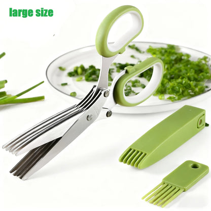 3-Piece Set Stainless Steel Five-Layer Scallion Chopper Paper Cutter Kitchen Vegetable Nori Seafood Food Cutter