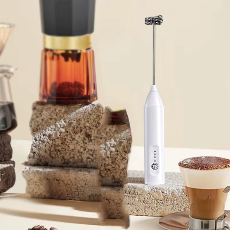 MINI Milk Frother USB Rechargeable 3 Speeds Foam Maker Coffee Whisk Mixer Electric Handle Blender Egg Beater Hot Cooking Tools