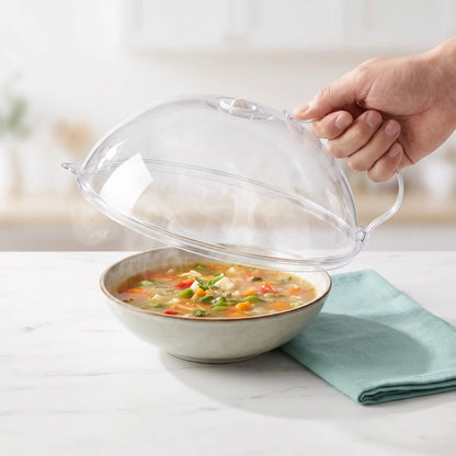【Summer Sale Deals】Transparent Microwave Splatter Cover with Steam Vent & Handle, 31Cm Dustproof Clear Food Plate Cover for Kitchen Heating