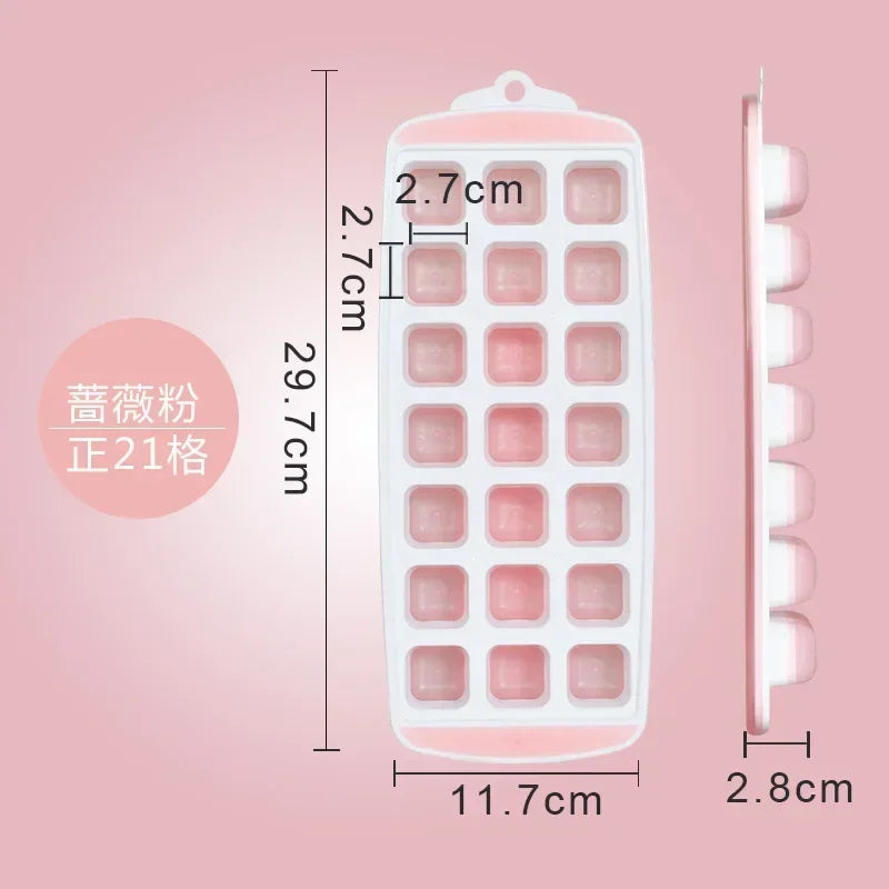 21-Cell Silicone Ice Cube Mold Heart Shape Ice Tray Household Frozen Ice Mold Plastic Ice Box with Lid Kitchen Bar Accessories