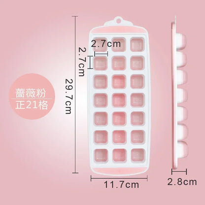21-Cell Silicone Ice Cube Mold Heart Shape Ice Tray Household Frozen Ice Mold Plastic Ice Box with Lid Kitchen Bar Accessories
