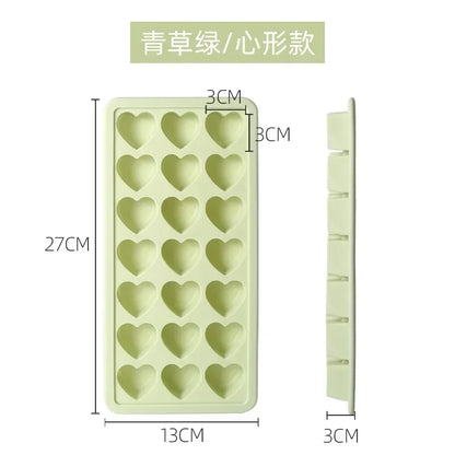 21-Cell Silicone Ice Cube Mold Heart Shape Ice Tray Household Frozen Ice Mold Plastic Ice Box with Lid Kitchen Bar Accessories