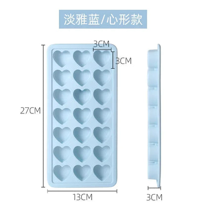 21-Cell Silicone Ice Cube Mold Heart Shape Ice Tray Household Frozen Ice Mold Plastic Ice Box with Lid Kitchen Bar Accessories