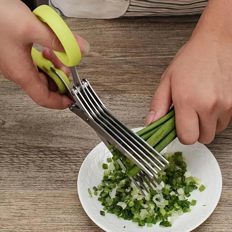 3-Piece Set Stainless Steel Five-Layer Scallion Chopper Paper Cutter Kitchen Vegetable Nori Seafood Food Cutter