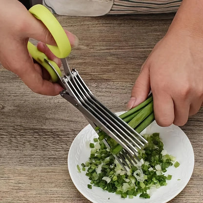 3-Piece Set Stainless Steel Five-Layer Scallion Chopper Paper Cutter Kitchen Vegetable Nori Seafood Food Cutter