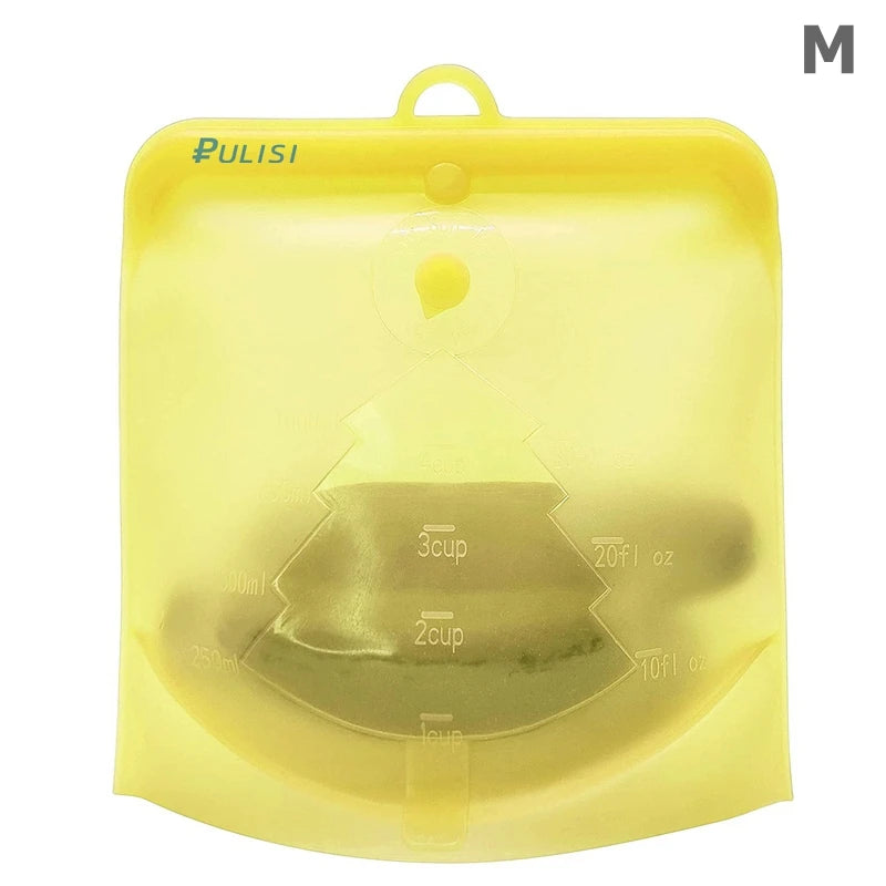 Silicone Reusable Food Bag 1500Ml 1000Ml 500Ml Leakproof Containers Reusable Fresh Bag Food Storage Bag Freezer Bag Snack