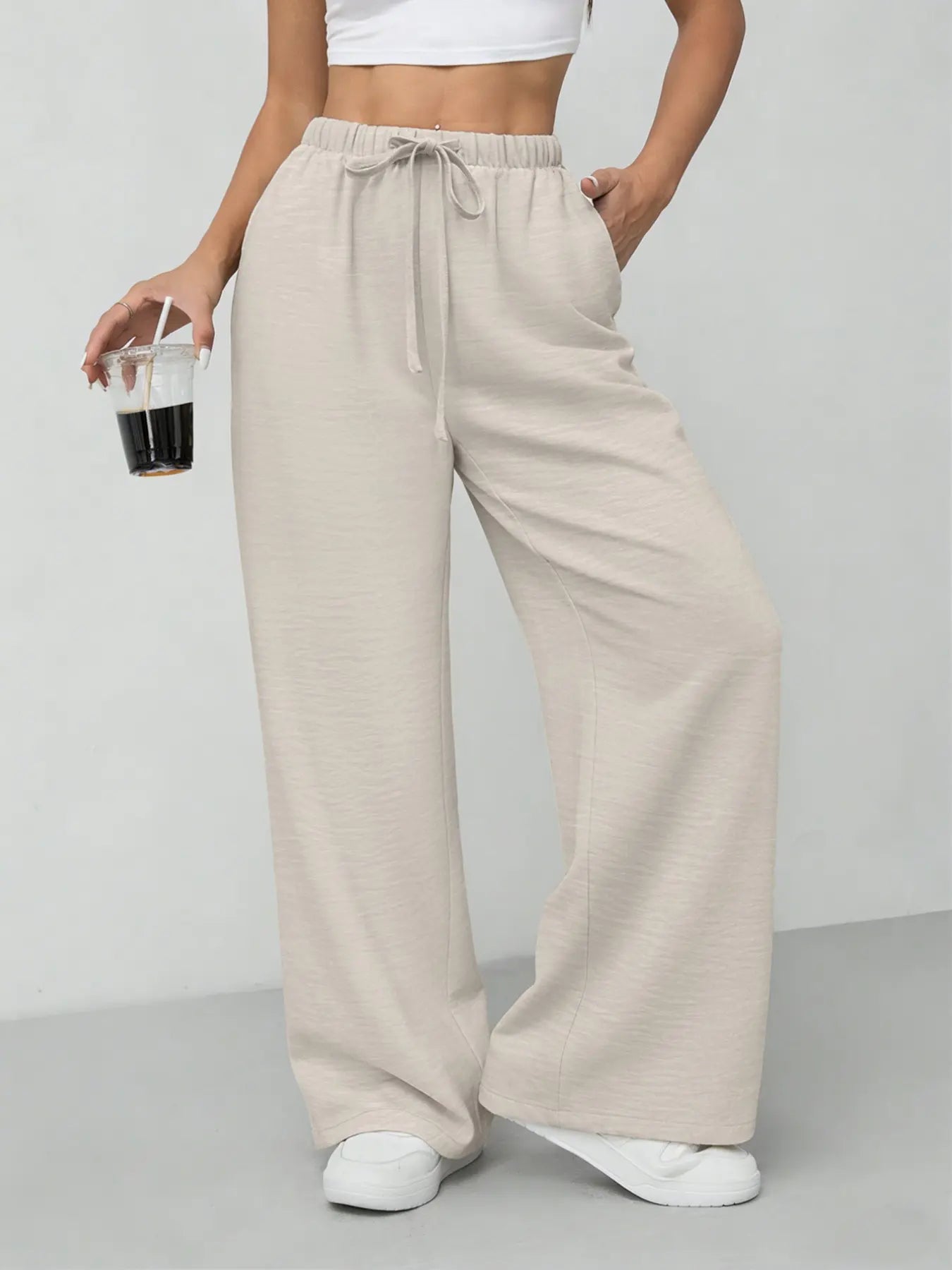 Women'S Leopard Print Tie Front Pocket Wide Leg Pants, Casual Comfy Straight Leg Trousers for Daily Wear, Ladies Bottoms for All Seasons, Womenswear