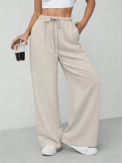 Women'S Leopard Print Tie Front Pocket Wide Leg Pants, Casual Comfy Straight Leg Trousers for Daily Wear, Ladies Bottoms for All Seasons, Womenswear