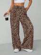 Women'S Leopard Print Tie Front Pocket Wide Leg Pants, Casual Comfy Straight Leg Trousers for Daily Wear, Ladies Bottoms for All Seasons, Womenswear